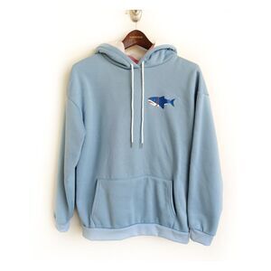 Shark Hoodie Blue White Size Medium New